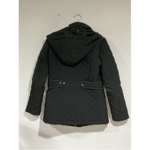 Womans Laundry By Design Black Small Quilted Hooded Coat - Picture 4 of 9